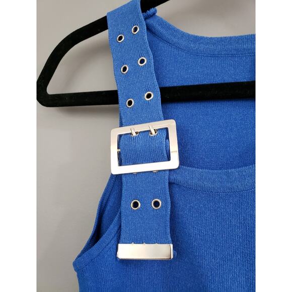 Vintage‎ Joseph A Womens Buckle Strap Sleeveless Top Large BLUE - Picture 3 of 5